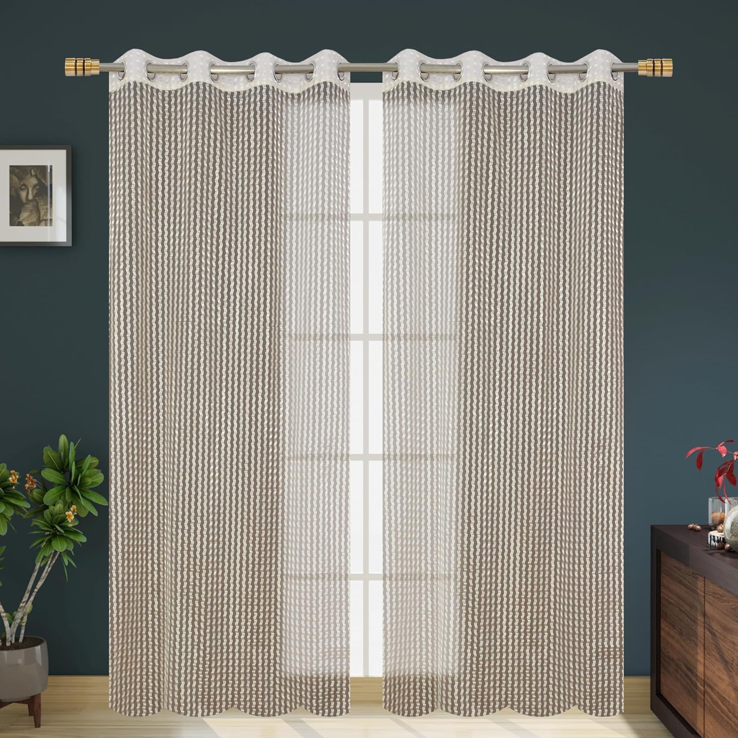 Elegant 10 Feet Cream Sheer Curtains: Perfect for Doors and Windows