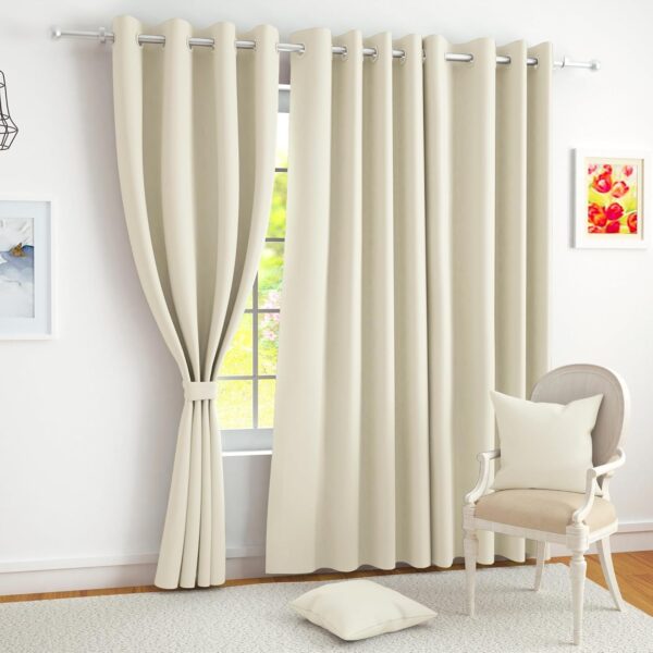 Elegant 9-Foot Blackout Curtains for Living Room | Thermal Insulated Beige Set