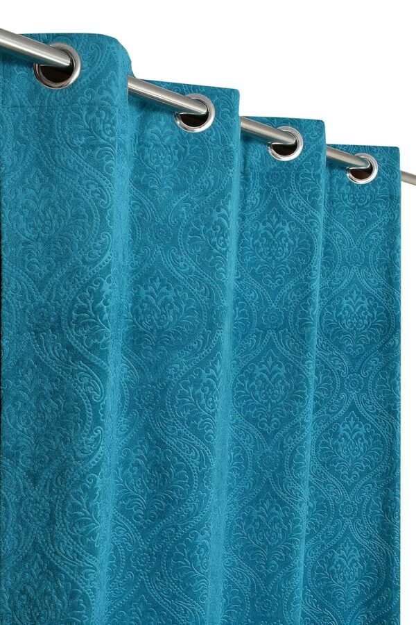 Elegant Aqua Floral Velvet Curtains for Room Darkening - Kiara Creations