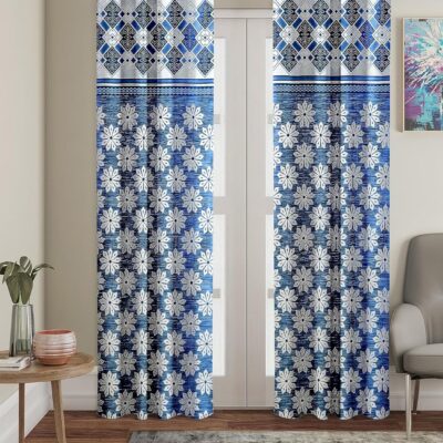 Elegant Blue Door Curtains – Solimo Majestic Mandala Semi Sheer Grommet Pair