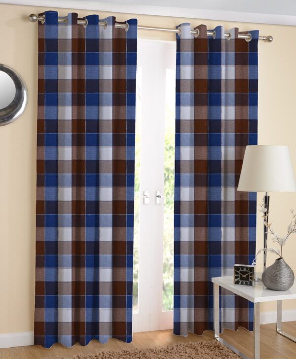 Elegant Blue Handloom Door Curtains - 120 x 210 cm, Pack of 2