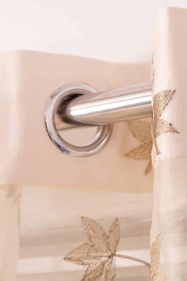 Elegant Brown Sheer Tissue Curtains with Embroidery - Pack of 4 Grommet Style