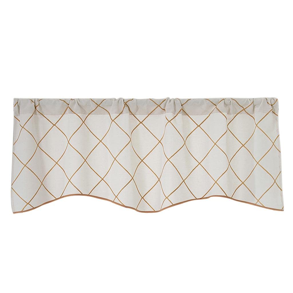 Charming White Embroidered Grid Valance Curtain for Your Home Decor Needs