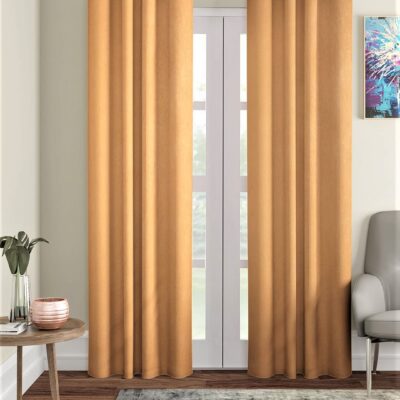 Elegant Gold 2-Piece Polyester Door Curtains for Stunning Home Decor