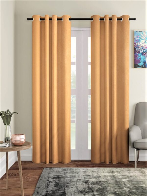 Elegant Gold 2-Piece Polyester Door Curtains for Stunning Home Decor