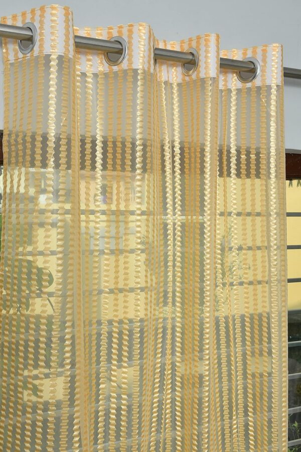 Elegant Gold Sheer Window Net Curtains for 9 Feet Long Doors - Set of 2