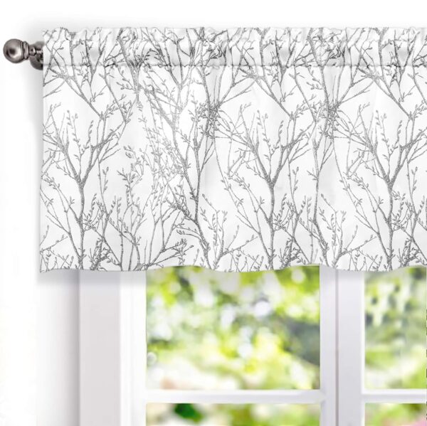 Elegant Gray Tree Branch Window Curtain Valance for Stylish Home Decor