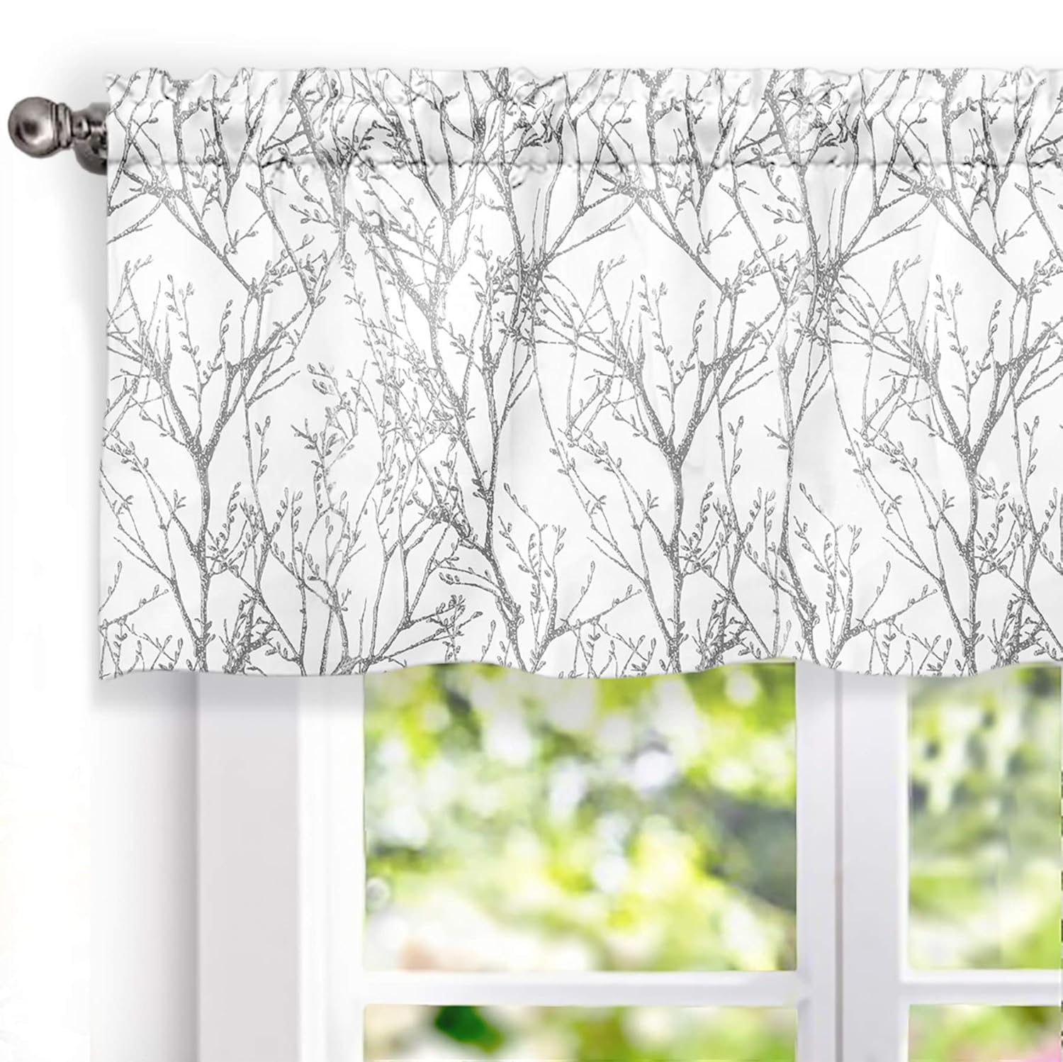 Elegant Gray Tree Branch Valance: Enhance Your Home Decor Effortlessly