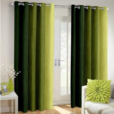 Elegant Green Polyester Eyelet Curtains – 2 Piece Set for Stylish Windows