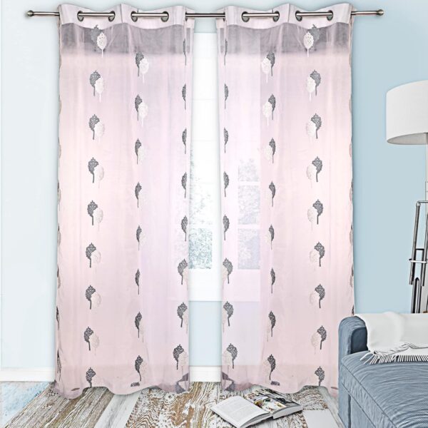 Elegant HopeLadder White Embroidered Organza Curtains for Stylish Home Decor