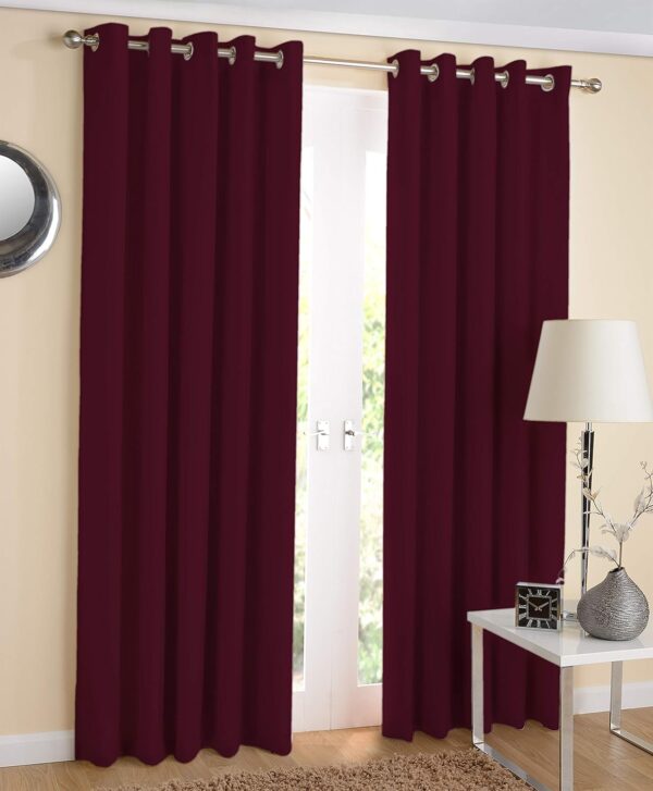 Elegant Maroon 100% Cotton Door Curtains - 7ft Length, Pack of 2