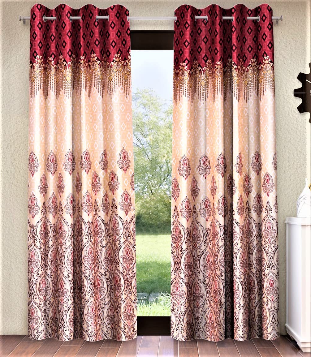 Elegant Maroon Eyelet Door Curtain: Stylish 7 Feet Polyester Panels Review