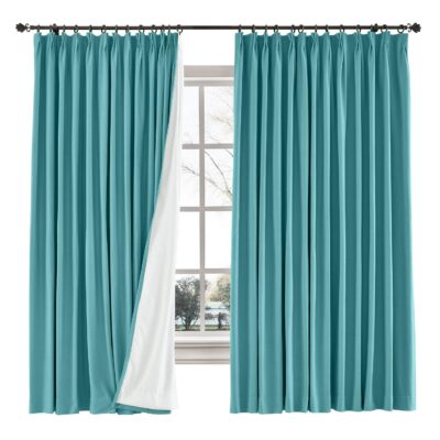 Elegant Pagoda Blue Pinch Pleat Blackout Curtain for Bedroom (60×108 inches)