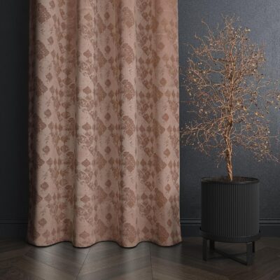 Elegant Peach Jaquard Eyelet Curtains for Home & Hotels – Pack of 2