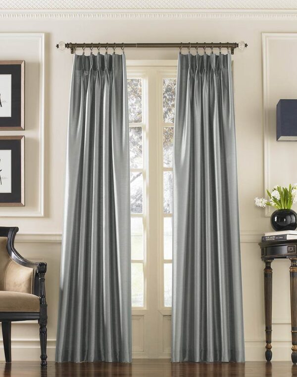 Elegant Pewter Faux Silk Pinch Pleat Curtain Panel for Stylish Interiors