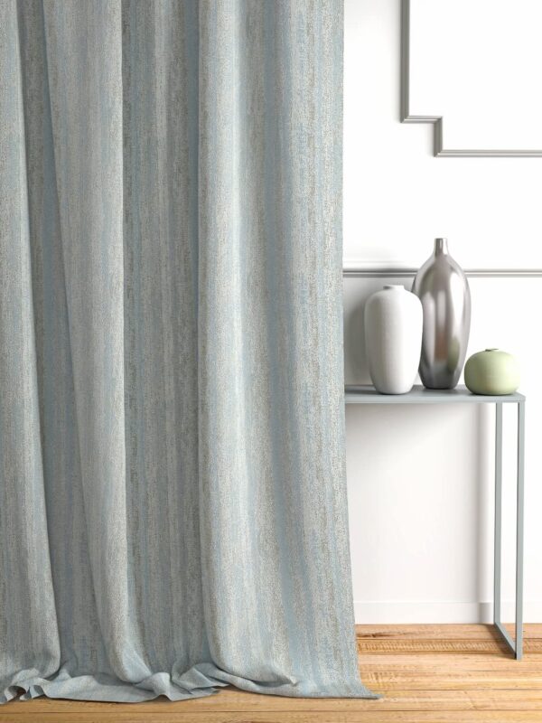 Elegant Room Darkening Blue Jacquard Curtain for Large Doors - 9 FT