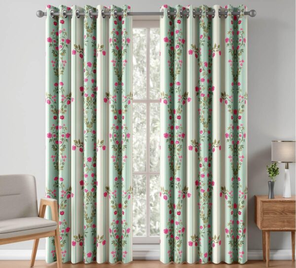 Elegant Room Darkening Curtains: India Circus Pistacho Rose Twist for Doors