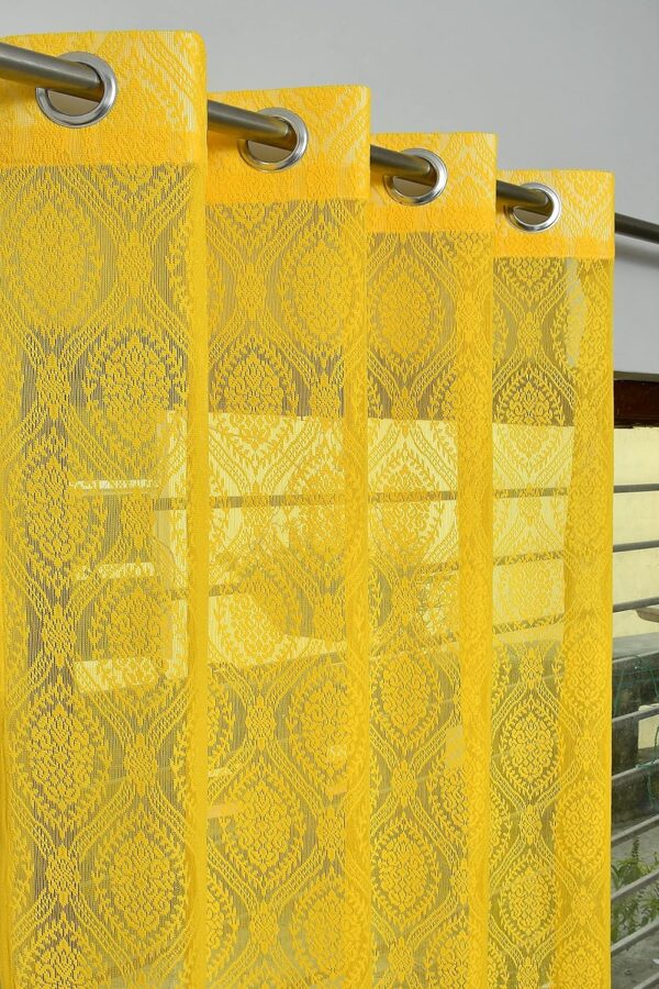 Elegant Semi Sheer Yellow Curtains for Doors - 7 Feet, Pack of 2