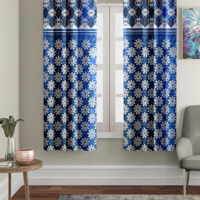 Elegant Solimo Majestic Mandala Semi-Sheer Grommet Curtains in Blue – 5 Feet