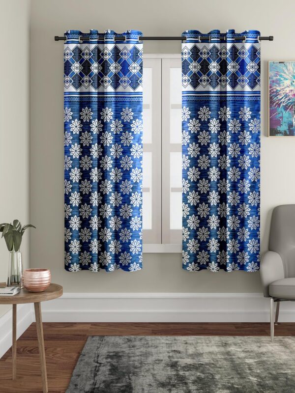 Elegant Solimo Majestic Mandala Semi-Sheer Grommet Curtains in Blue - 5 Feet