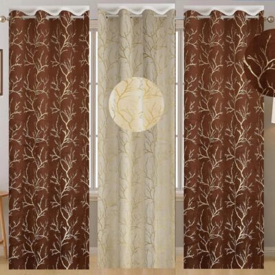 Elegant Velvet Golden Foil Door Curtains for Stylish Room Darkening Solutions