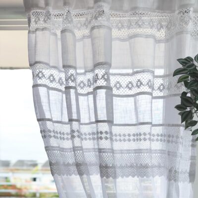 Elegant White Sheer Curtains with Lace for Doors – Tranquebar 7 Feet