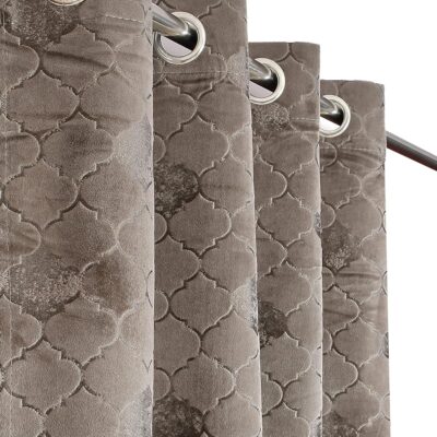 Embossed Pattern Grey Velvet Curtains for Stylish Room Darkening Solutions