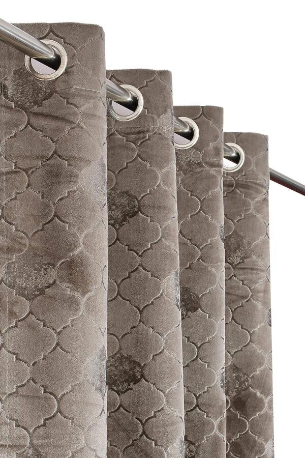 Embossed Pattern Grey Velvet Curtains for Stylish Room Darkening Solutions