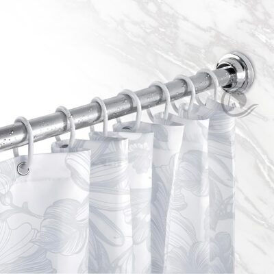 Extendable Non-Drilling Shower Curtain Tension Rod – Stainless Steel, Adjustable Size