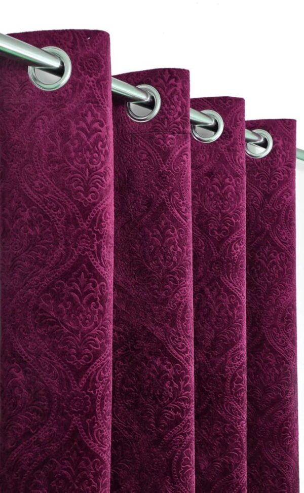 Fabrilia Velvet Eyelet Damask Window Curtain for Elegant Living Room Decor