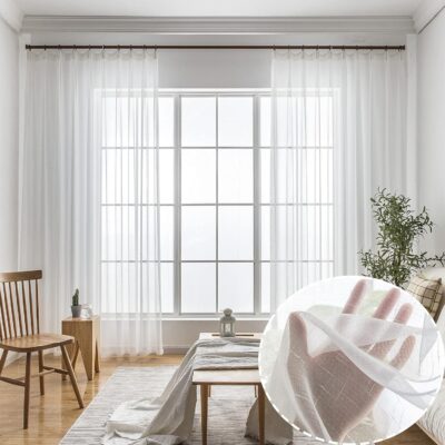 Farmhouse Style White Sheer Curtains for Rustic Living Room Decor