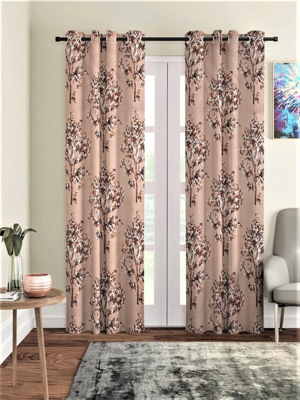 Floral Eyelet Semi-Sheer Curtains: Stylish 2-Piece Door Decor for Your Home