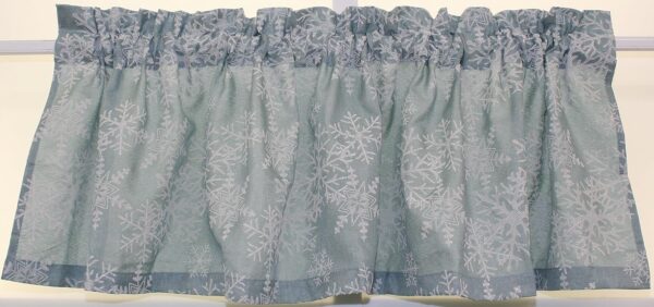 Frosty Blue Snowflake Puff Valance - Stylish 56Wx14L Window Treatment