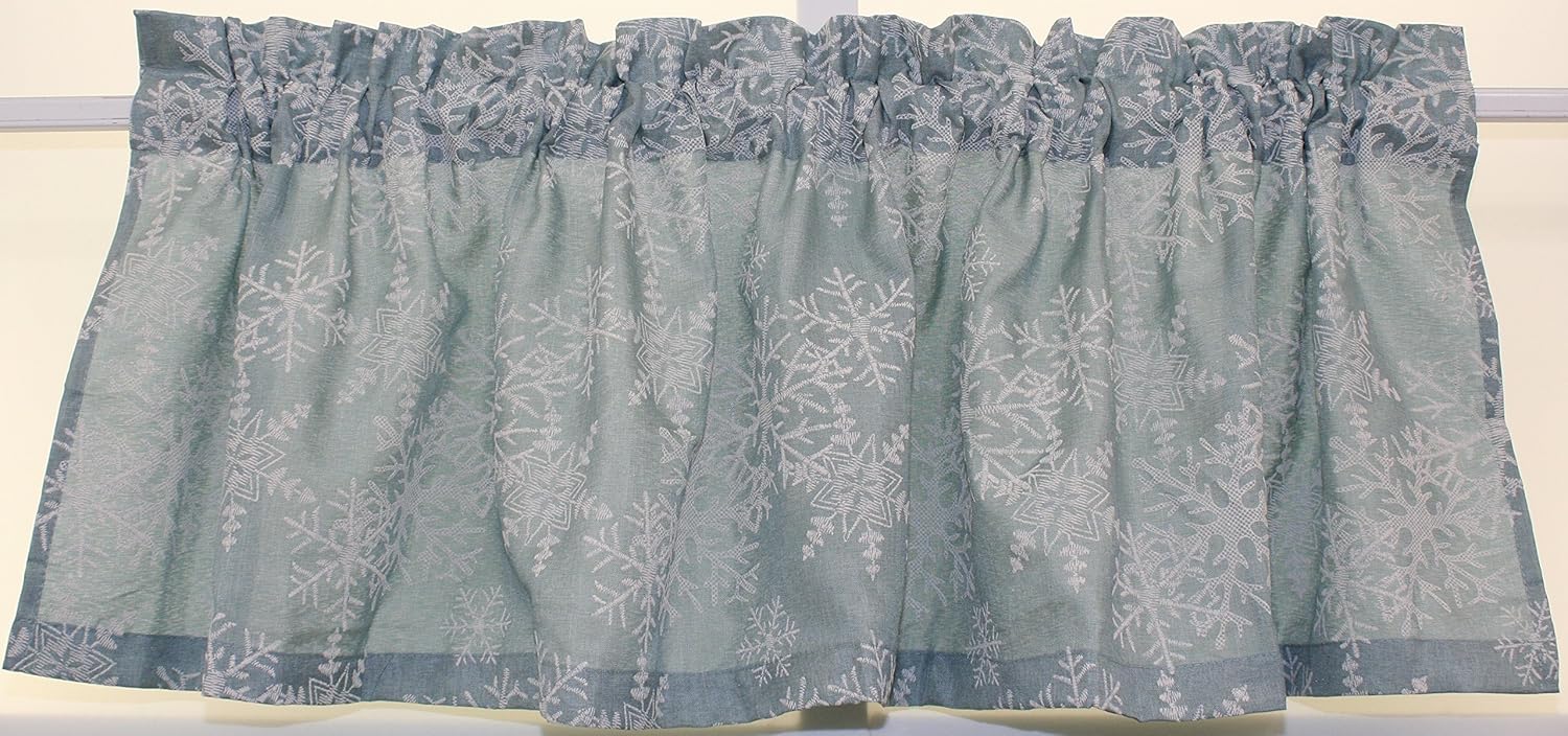 Stylish Frosty Blue Snowflake Puff Valance: Perfect Window Treatment for Any Room