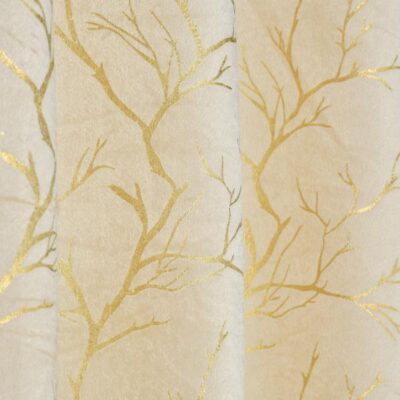 Heavy Velvet Cream Curtains for Door – Room Darkening, 7 Feet Long