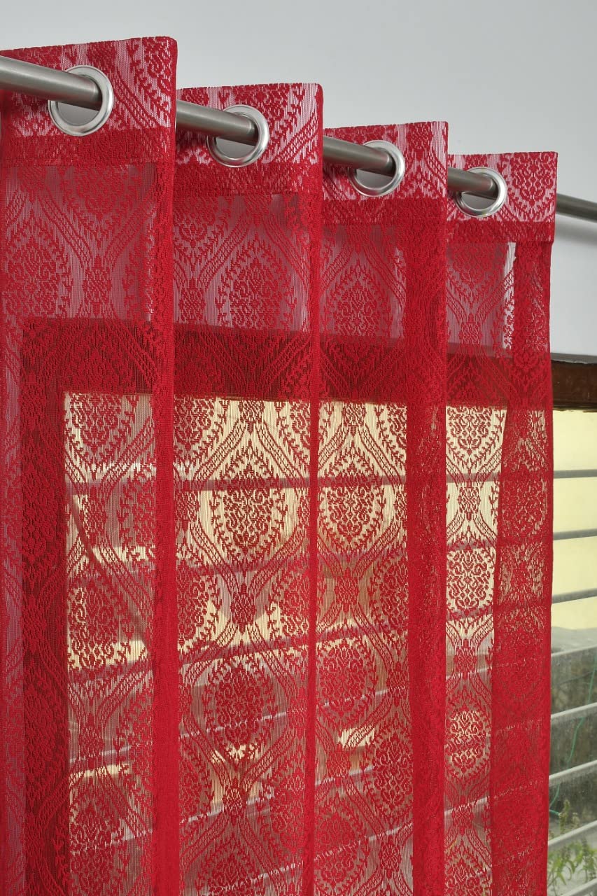 Korano Maroon Semi-Transparent Curtains: Elevate Your Living Room and Bedroom Decor