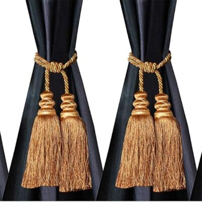 Kuber Industries Gold Curtain Tie Back Tassel Set – 6 Pieces for Elegance