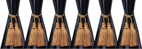 Kuber Industries Gold Curtain Tie Back Tassel Set - 6 Pieces for Elegance