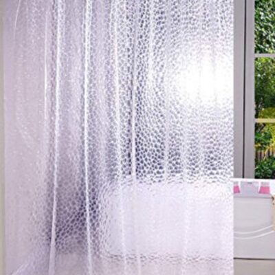 Kuber Industries Washable PVC Shower Curtain – 9ft Transparent White Design