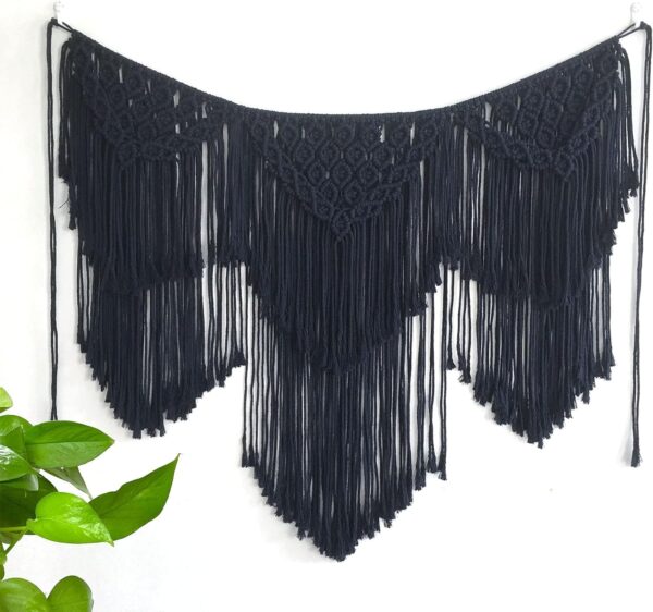 Large Navy Blue Macrame Wall Hanging for Stylish Home Decor