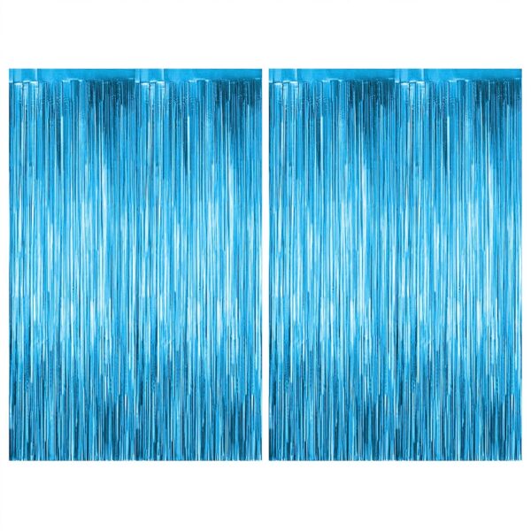 Light Blue Fringe Curtains Party Pack for Kids and Adults Birthday Decor