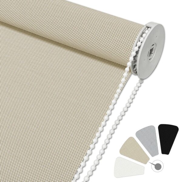 Light Filtering Roller Shades for Living Rooms and Home Offices in Beige