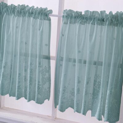 Loom Tree Blue Lace Sheer Curtain Valance for Elegant Home Decor