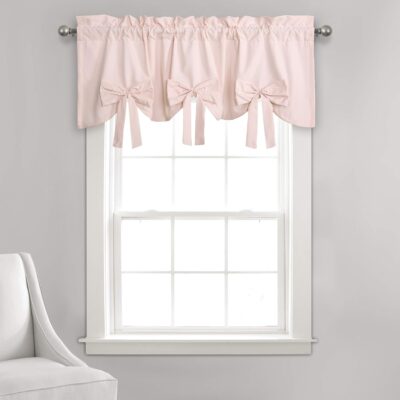 Lush Decor Blush Melody Bow Window Curtain Valance for Elegant Home Style