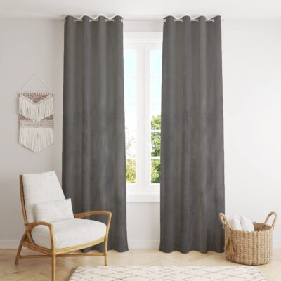 Luxurious Dark Grey Plush Velvet Curtains for Home Window and Door Decor