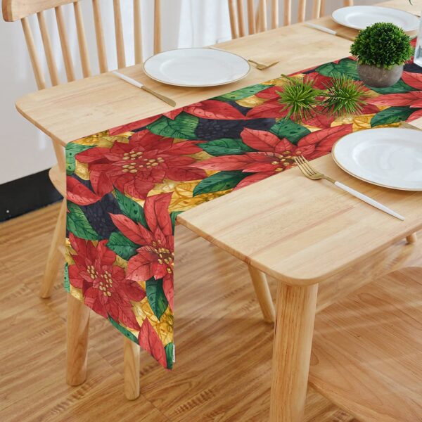 Multicolor Clover Design Cotton Table Runner for 6 Seater Dining Table