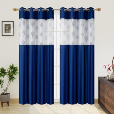 Navy Blue Polyester Door Curtain – 7 Feet with Stainless Steel Grommets