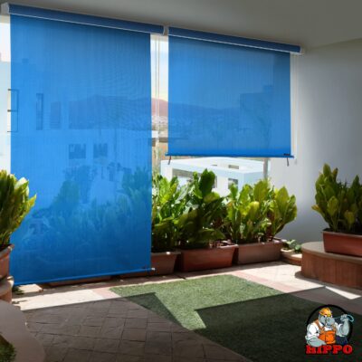 Outdoor Balcony Roller Blind – UV Protection & Light Filtering Blinds in Blue