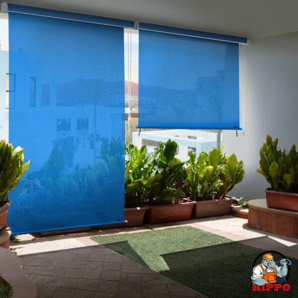 Outdoor Balcony Roller Blind - UV Protection & Light Filtering Blinds in Blue