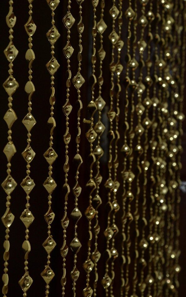 PINDIA Sparkling Golden Bead Curtain for Stylish Home Decor (7 Feet)